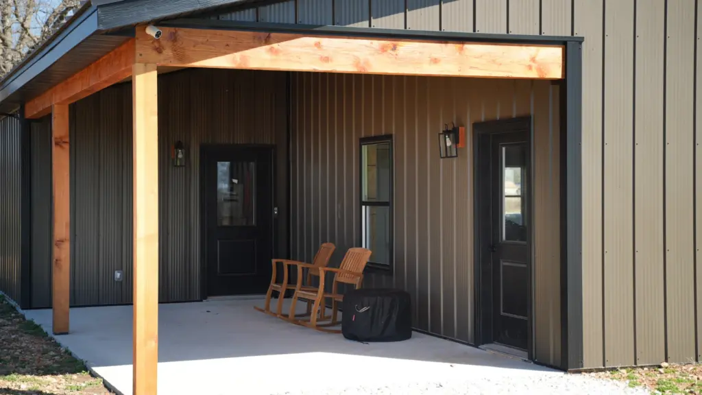 metal siding on a building with a porch