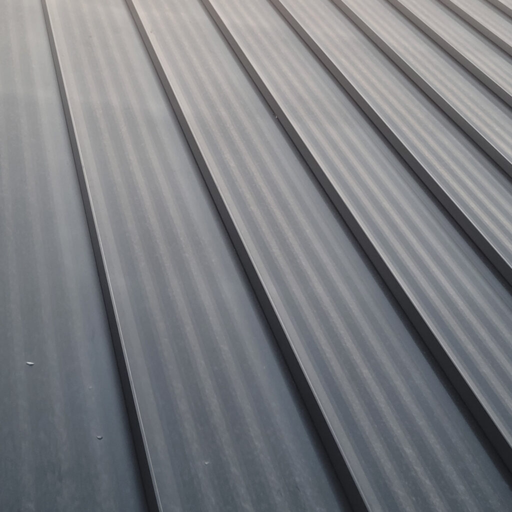 standing seam metal closeup on roof